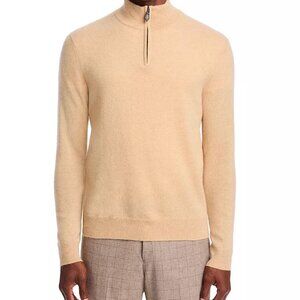 Bloomingdale's Men's Tan 1/4 Zip Cashmere Sweater - Large - New with Tags